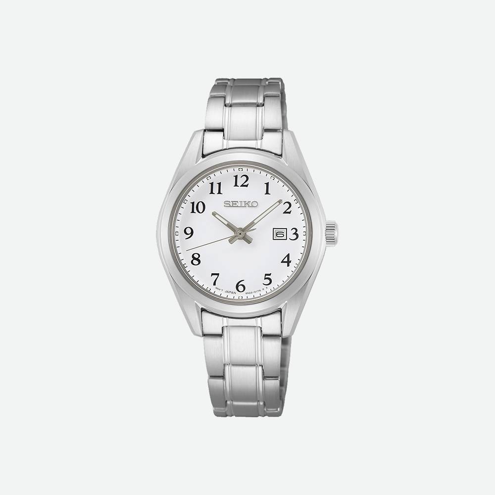 Damen-Classique-Uhrwerk-3-Zeiger-Zifferblatt-Weiss-Armband-Stahl