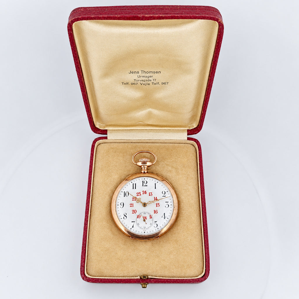 Antikt Omega Lommeur 14k Guld 1910 - urskive